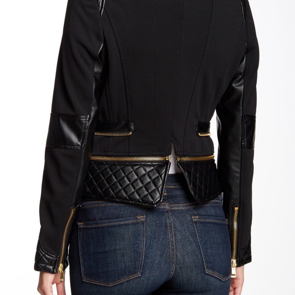 FILLMORE Zip Peplum Moto Blazer Jacket Topper NEW Black/Gold Womens CHIC  HP🎉 - Picture 6 of 12